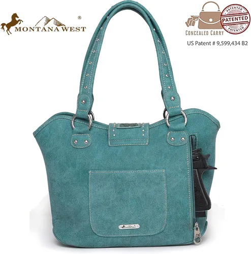 Vista 5 de Montana West Bolso de mano occidental para mujer, bolsa de transporte oculta con funda desmontable