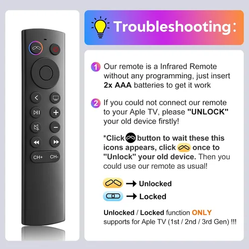 Vista 6 de Mando a distancia de repuesto para Apple TV 4K/HD (no Siri y control de voz)