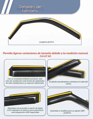Vista 8 de Protectores de lluvia de ventana para Chevy Express Van y GMC Savana 2500