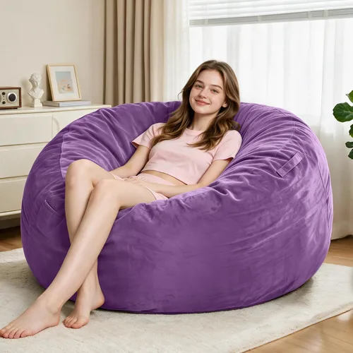 Vista 19 de Sillón puff de 3 pies Sillón estilo puff grande de 3 pulgadas con relleno de espuma viscoelástica, sofá suave con funda de terciopelo holandés