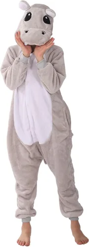 Vista 5 de WOYASIM Disfraz de franela para niños, disfraz de Halloween, Pascua, animales, cosplay para niñas y niños, una pieza