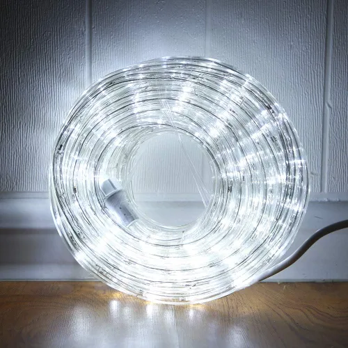 Vista 7 de DINGFU Tira de luces LED de 33 pies, luces de cuerda azul de 110V y 2 cables, impermeables, con 240 LED, luces de cuerda azul para Navidad al aire