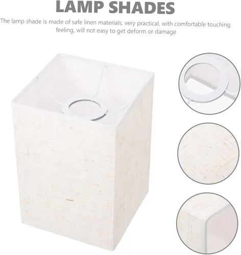 Vista 9 de Pantalla de lino para lámpara colgante de tambor, lámpara blanca, mesita de noche, decoración de tela, pantalla de araña, pantalla para lámparas