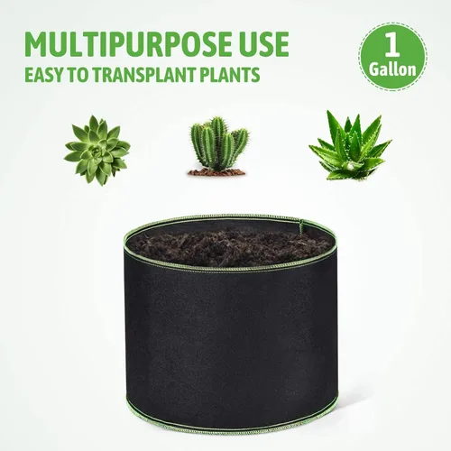Vista 5 de Delxo Paquete de 20 bolsas de cultivo de 1 galón, bolsa de plantación de jardín, macetas de tela no tejida gruesa de 10.58 oz para frutas, verduras