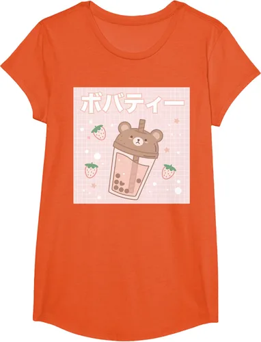 Vista 35 de Camiseta estética Kawaii con diseño de oso lindo y té con leche burbuja, talla S Blanco