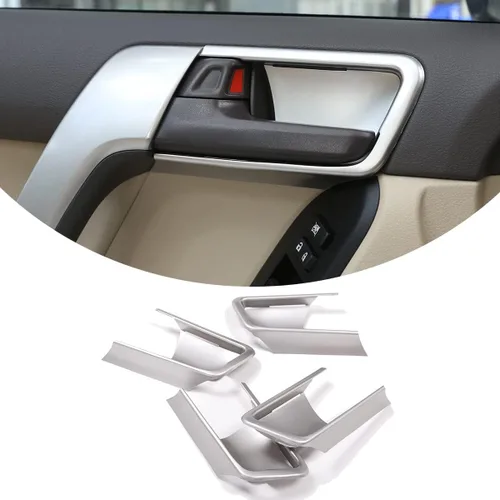 Vista 9 de Cubierta de cuenco de puerta interior de automóvil ABS 4PS para Toyot@Land Cruiser Prado FJ150 150 2014 2015 2016 2017 2018 Accesorios interiores
