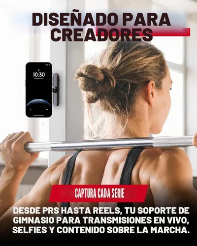 Vista 3 de Soporte magnético de teléfono para gimnasio para accesorios MagSafe, soporte de doble imán para iPhone 17 y Android compatible con soporte MagSafe