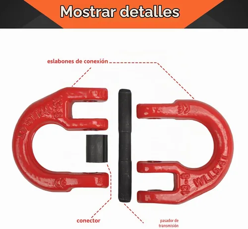 Vista 2 de Eslabón de Acoplamiento Hammerlock de Acero Aleado Grado 80 de 1/2", Bloqueo de Martillo para Enganche de Remolque, Adaptador Conector de Eslabón