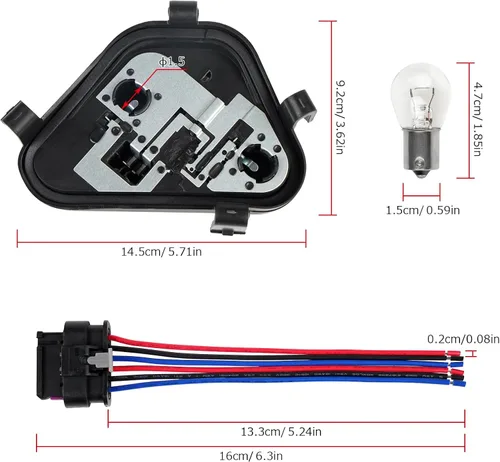 Vista 4 de Soporte de zócalo de panel de enchufe de placa de soporte de lámpara de luz trasera izquierda del lado del conductor con bombillas y arnés