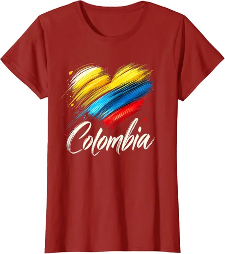 Vista 29 de Camiseta de orgullo colombiano con corazón de la bandera de Colombia