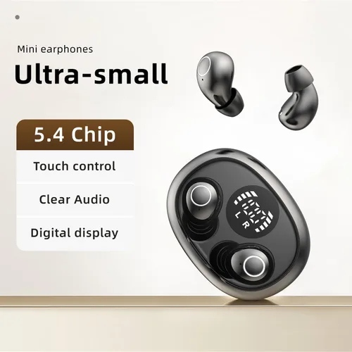 Vista 2 de Mini auriculares inalámbricos invisibles Bluetooth 5.4 en auriculares de Negro