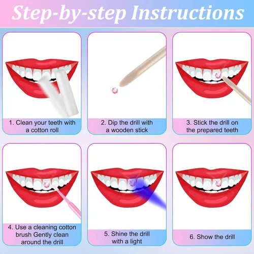 Vista 6 de 377 piezas de joyas de dientes de 4 formas, gemas de dientes de cristal para bricolaje, adornos reflectantes de cristal artificial profesional