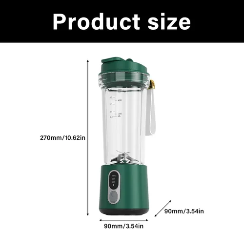 Vista 3 de 300W Portable Electric Blending Machine Rechargeable Cordless Juicer Powerful Cup 500ml for Smoothie Food Mixing Portable Cup Black