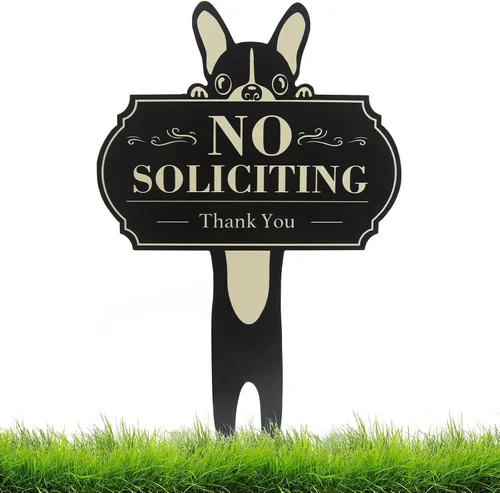 Vista 8 de Letrero de No Soliciting para la casa, divertido y rústico con texto en inglés "No Soliciting", letreros para patio al aire libre para decoración