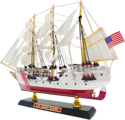 Vista 5 de SAILINGSTORY - Modelo de madera de barco de la Guardia Costera de los Estados Unidos Eagle Barque Pequeño Detalles auténticos artesanales