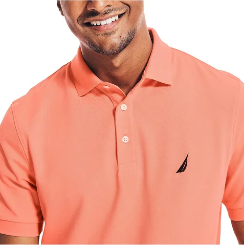 Vista 4 de Nautica Polo piqué de algodón elástico sólido para hombre