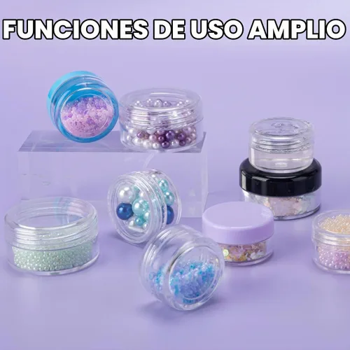 Vista 7 de 10 Gram 20 Unidades de Envases de Muestra, Pequeños Envases de Plástico con Tapa, Envases de Muestra Vacíos con Etiquetas y Mini Cucharas Negro