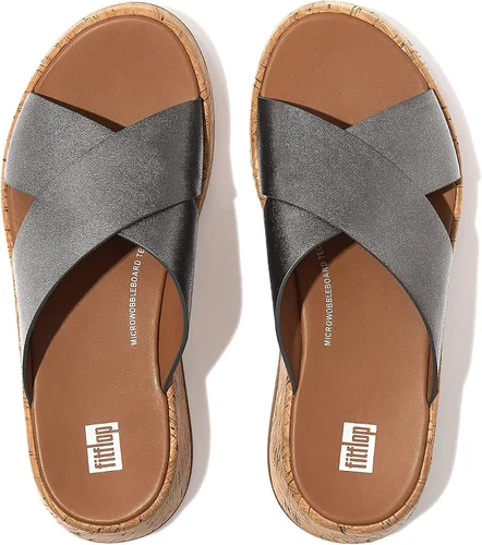 Vista 2 de FitFlop F-Mode Metálico CueroCorcho Flatform Cross Slides