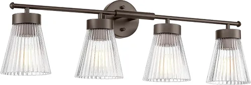 Vista 27 de HWH - Lámpara de pared para interiores, moderno aplique de pared con pantalla de vidrio a rayas blancas esmeriladas, aplique de pared individual