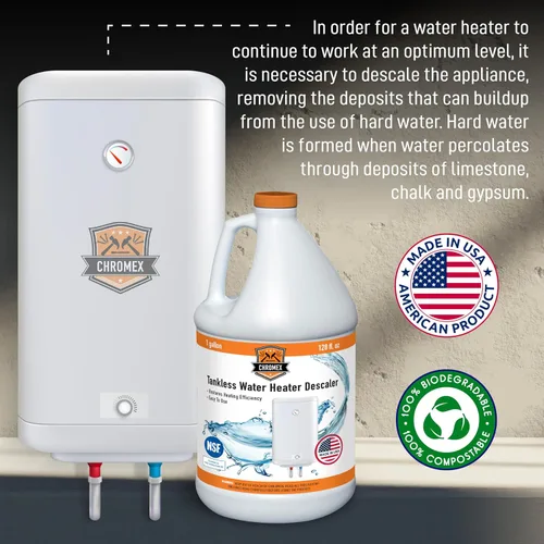 Vista 5 de Chromex - Solución para desincrustar calentadores de agua sin tanque Desincrustante altamente efectivo, 1 galón
