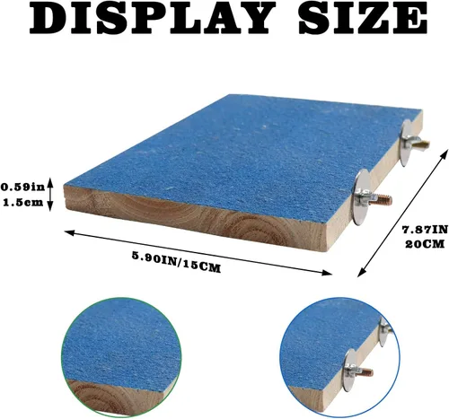 Vista 6 de Dnoifne Plataforma grande de soporte para pájaros de 7.9 x 5.9 pulgadas, accesorios de jaula de madera natural, soporte para pájaros con superficie