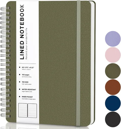 Vista 10 de Cuaderno rayado en espiral, cuaderno en espiral A4, 8.5 x 11 pulgadas, papel grueso de 100 GSM, cuadernos de diario encuadernados en espiral