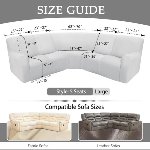 Vista 4 de Fundas para sofá modular reclinable, impermeable, en forma de L, lavable, para sofá reclinable en forma de L, súper elásticas, suaves, para esquinas