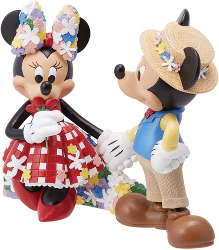 Vista 2 de Enesco Disney Showcase - Figura botánica de Mickey y Minnie Mouse tomados de la mano, 6.69 pulgadas, multicolor