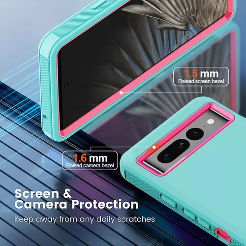 Vista 3 de Funda para Google Pixel 7 Pro con 2 protectores de pantalla, cuerpo completo, protección contra caídas, a prueba de polvo, resistente, militar