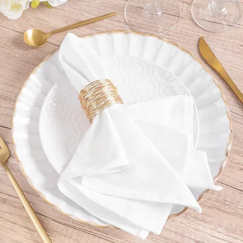 Vista 24 de Servilletas de tela natural de lino de algodón Boho rústico mesa de cena Beige