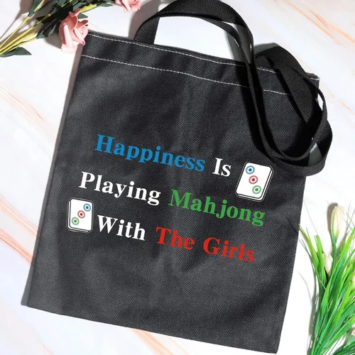 Vista 3 de JXGZSO La felicidad del bolso de compras de Mahjong está jugando al bolso del juego de mesa de Mahjong para el jugador afortunado de Mahjong
