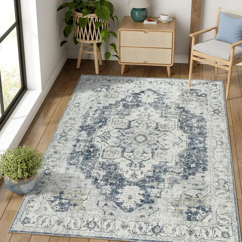 Vista 10 de jinchan Alfombra de Área 2x3 pies Alfombra Vintage de Entrada Lavable Bohemia Tapete Interior para Puerta Medallón Floral Tapete Pequeño para Puerta