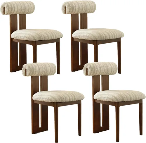 Vista 9 de Juego de sillas de comedor de madera, sillas de comedor tapizadas, silla de cocina con patas de silla de madera maciza, para restaurantes, salas