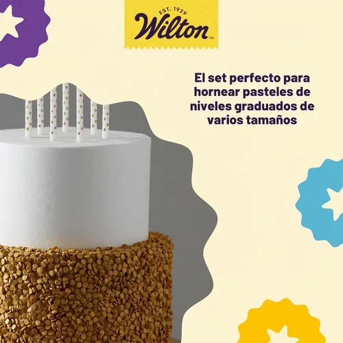 Vista 5 de Wilton - Juego de moldes redondos de aluminio, sin PFAS, 4 piezas