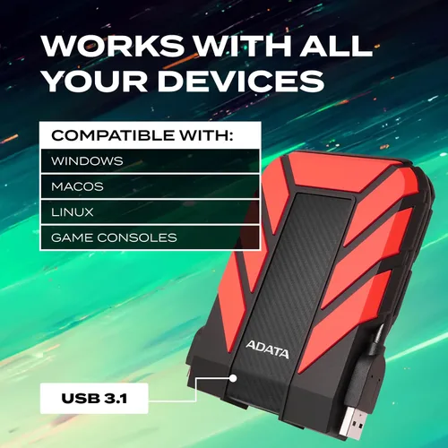 Vista 9 de ADATA Disco duro externo HD710 Pro, rojo, 2 TB