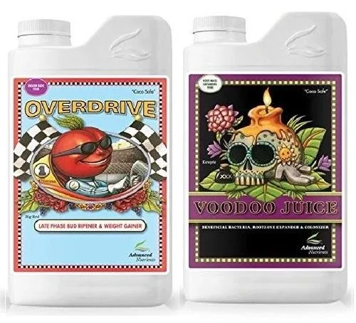 Vista 2 de Advanced Nutrients Voodoo Juice and Overdrive - Paquete de 4 litros con tabla de conversión y pipeta de 0.1 fl oz
