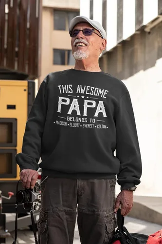 Vista 3 de Personalized Grandpa Papa Dad Kids Grandkids with Name T-Shirt, Custom Grandpa Papa Fathers Day Christmas Birthday Gifts.