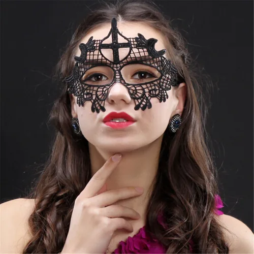 Vista 6 de Paquete de 15 máscaras de encaje negro para mujer, estilo veneciano, para fiesta de mascarada