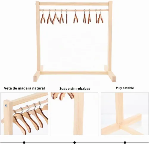 Vista 5 de Zerodeko 10 perchas de ropa para muñecas, perchero para ropa de muñeca, estante de ropa para casa de niños, mini organizador de armario