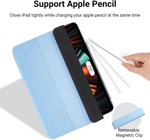 Vista 4 de Funda magnética para iPad para iPad, soporte triple ultra delgado, folio para iPad, compatible con apagado y encendido automático, compatible