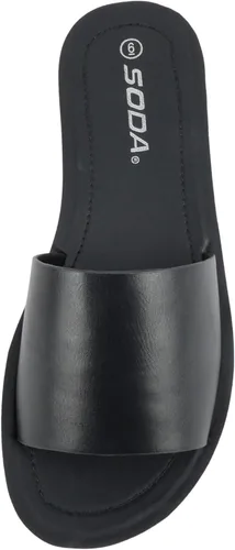 Vista 5 de Soda Shoes Efron-S - Chanclas básicas lisas para mujer, sandalias deslizantes, informales, puntera abierta, playa Todo negro Pu