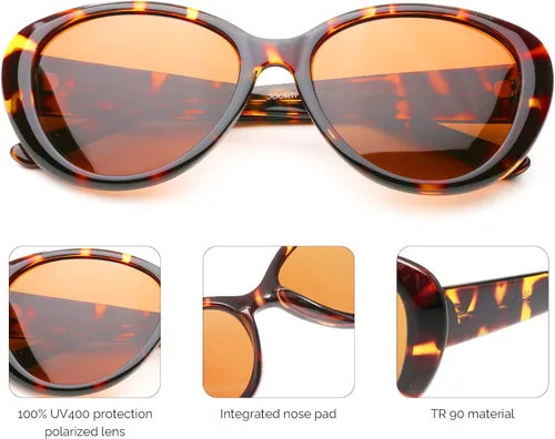 Vista 6 de JOORTI Gafas de sol polarizadas para mujer con marco de plástico con protección UV gafas de sombra elegantes