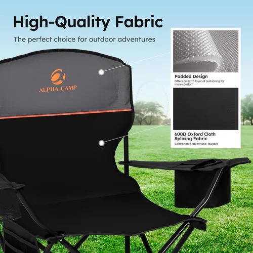 Vista 6 de Silla de camping ALPHA CAMP 2 Pack Silla portátil con enfriador de 3 latas Silla plegable con bolsillo lateral y portavasos, plegable para camping