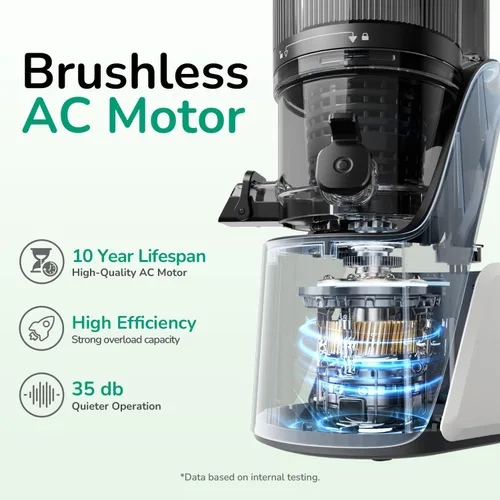 Vista 4 de Canoly 3-in-1 Cold Press Juicer C16, Makes Juice & Sorbet & Nut Milk 6" Extra Wide Feed Chute, Durable AC Brushless Motor, Self Precut System