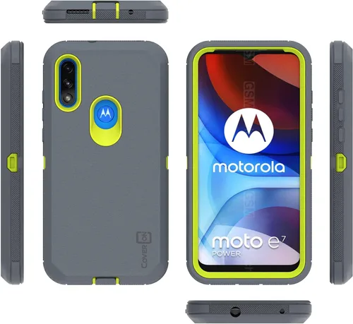 Vista 8 de CoverON Funda resistente diseñada para Motorola Moto E7 Power, cubierta de teléfono de grado militar resistente, color gris