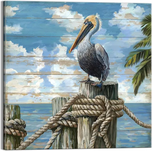 Vista 11 de Decoración de baño, arte de pared de playa, tema oceánico, imagen azul, impresión en lienzo, obra de arte costera moderna, enmarcada para colgar