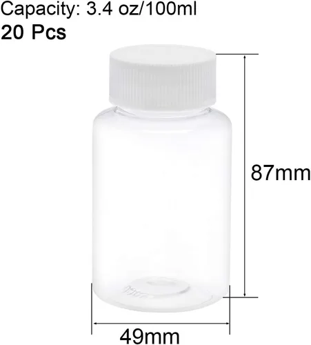 Vista 2 de uxcell Botella de reactivo químico de laboratorio de plástico PET de 3.4 oz/3.4 fl oz, recipiente de almacenamiento líquido/sólido de boca ancha