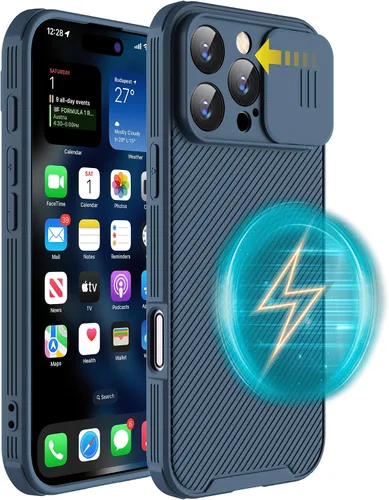 Vista 8 de Funda magnética para iPhone 16 Pro Max, funda protectora de cámara para iPhone 16 Pro Max [compatible con carga MagSafe] con cubierta deslizante