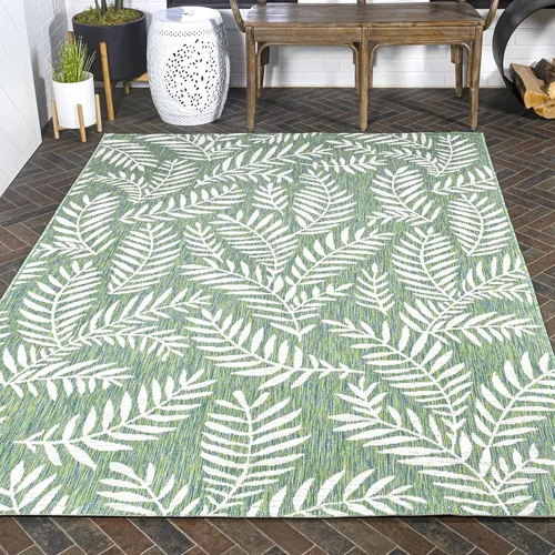 Vista 18 de Eyely BMS119A-28 Santa Monica Nevis Palm Frond - Alfombra costera para interiores y exteriores, casual, campo, floral, dormitorio, cocina, patio