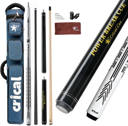 Vista 23 de CRICAL Pool Cue Set, 58" Pro Taper Carbon Fiber Playing Stick with 12.5mm Tip, 3/8×8 Joint, 54.3" Maple Jump Break Stick with 13.5mm Bakelite Tip